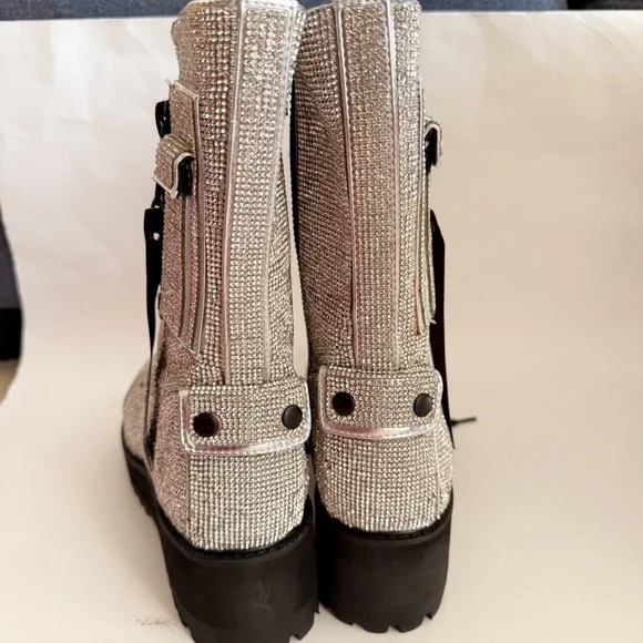 Poster Girl Dolls Kill Billionaire Bling Rhinestone Combat Boots Size 8 - Picture 5 of 10